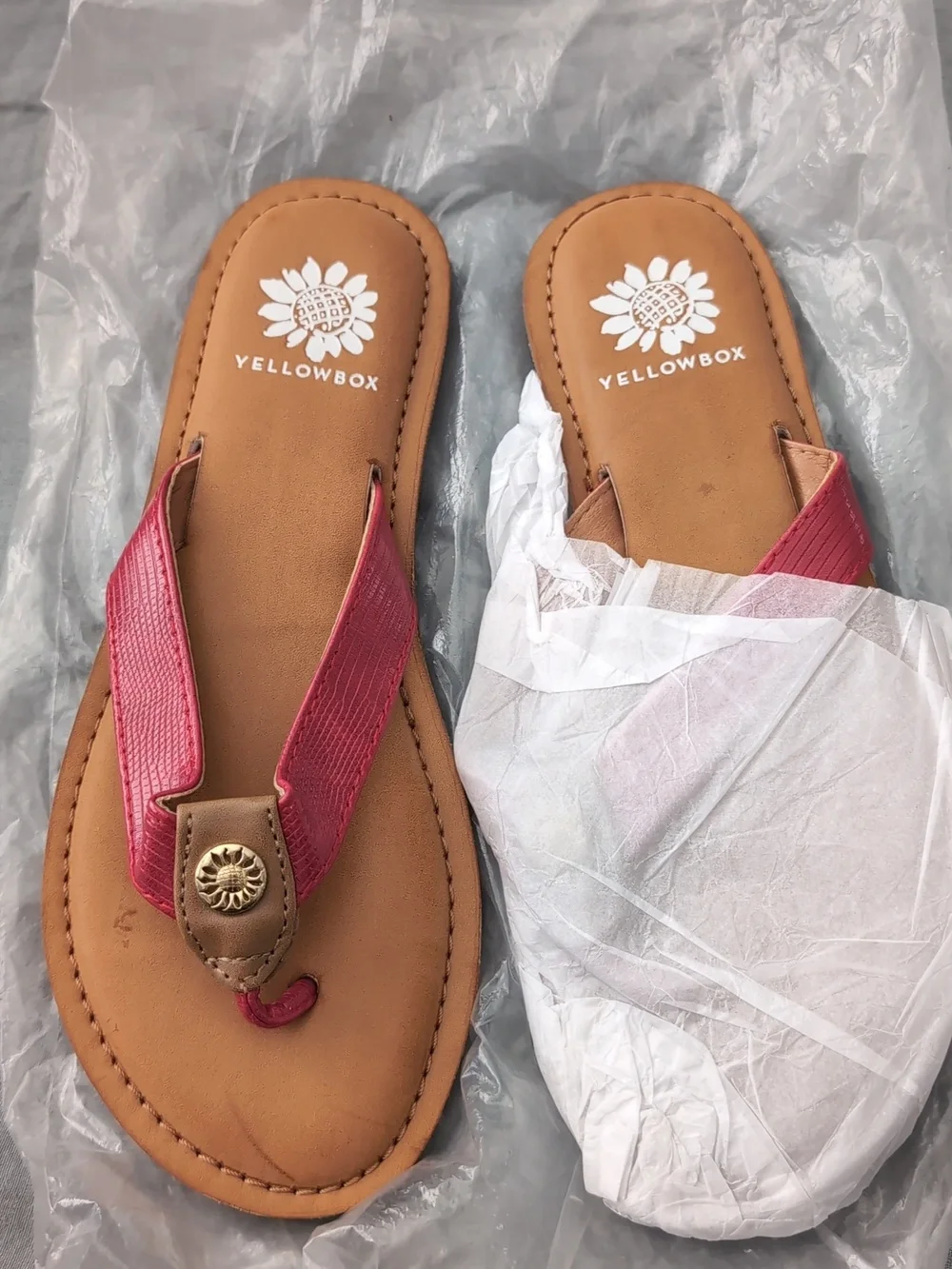 Yellow Box Red Flip Flops- 8 - Picture 2 of 7